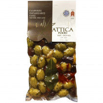 Attica Food ассорти зеленые оливки "Halkidiki" и оливки "Kalamаtа" 250г вакуум 