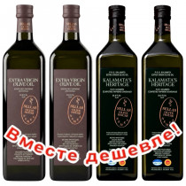 НАБОР 2шт Sellas оливковое масло Extra Virgin  P.D.O. Kalamata 0,4% с п/о Пелопоннес 1л стекло + 2шт Sellas оливковое масло Extra Virgin 0,3% c п/o Пелопоннес 1л стекло (1шт=1672р)